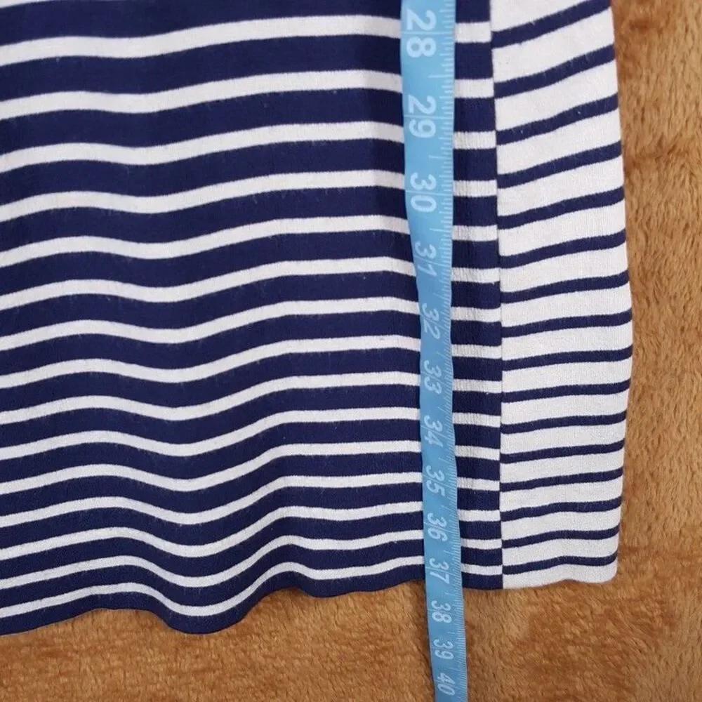 TORY BURCH Dress Womens Small Navy Stripe Pullover Stretch Sheath CALLAN